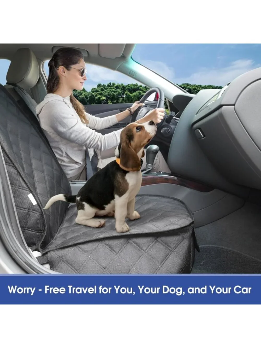 Heavy Duty Waterproof Dog Front Seat Cover with Side Flaps, Fits Cars & SUVs
